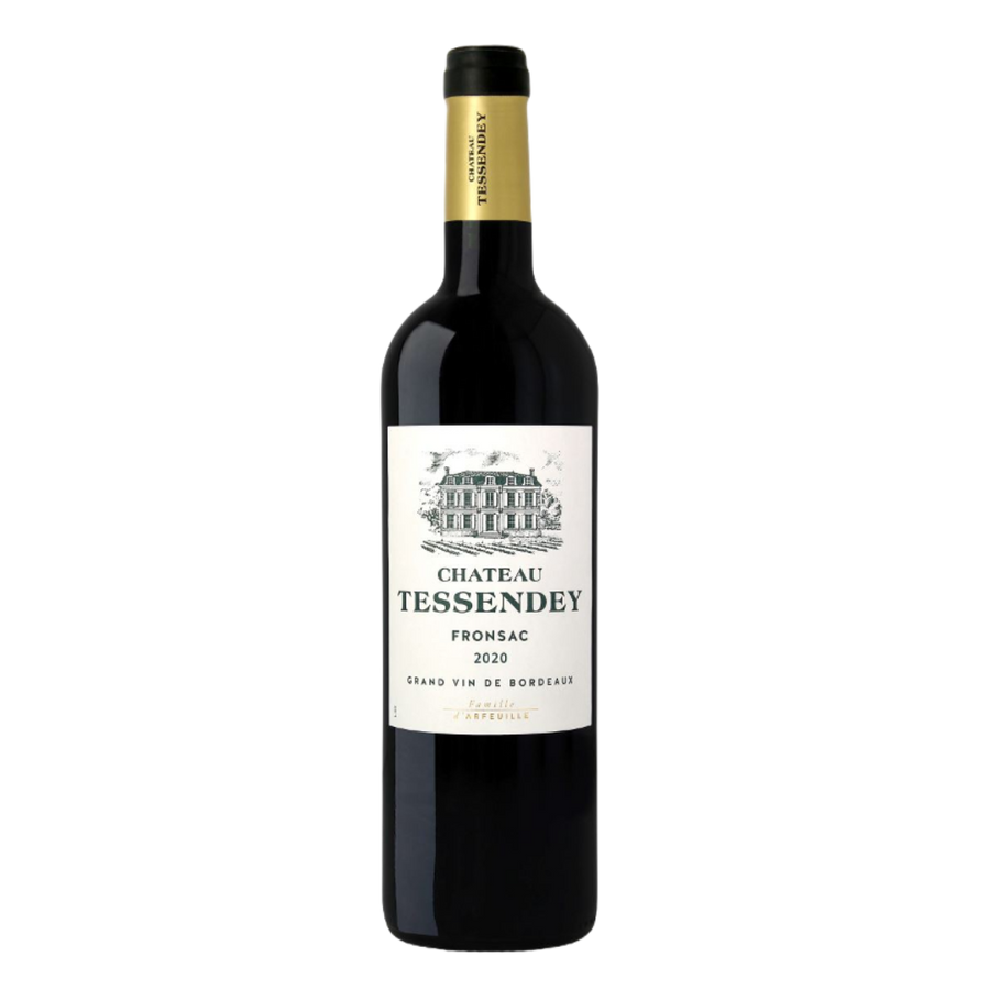 Fles Château Tessendey, rode wijn uit Bordeaux, Frankrijk
