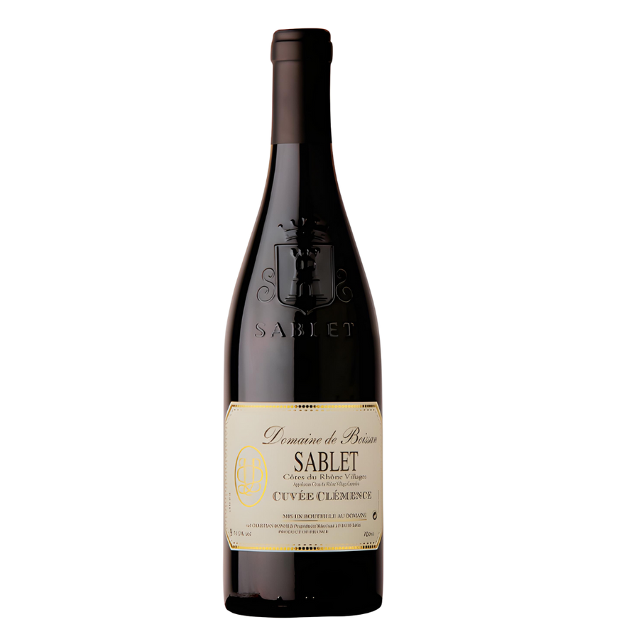 Fles Domaine de Boissan Sablet "Cuvée Clémence", rode wijn uit Rhône, Frankrijk