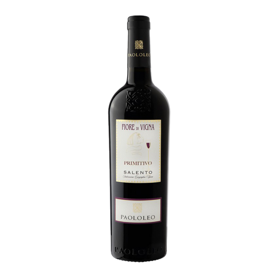Fles Paolo Leo Fiore di Vigna Primitivo, rode wijn uit Puglia, Italië