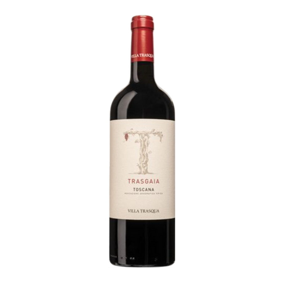 Fles Villa Trasqua Trasgaia, rode wijn uit Toscane, Italië