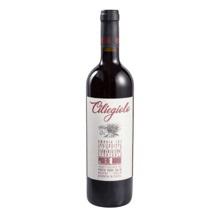 Fles Podere Barbi Ciliegiolo Umbria IGT, rode wijn uit Umbrië, Italië
