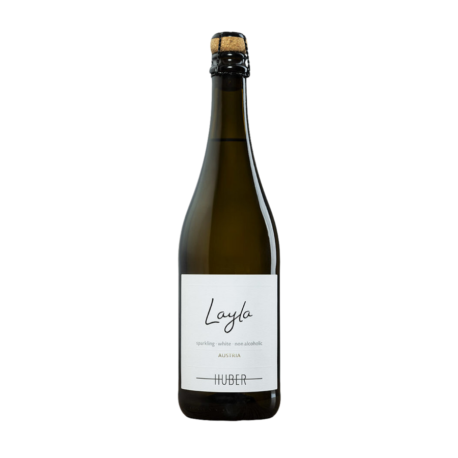Fles Huber Layla Sparkling Alcoholvrij, rode wijn uit Niederösterreich, Oostenrijk
